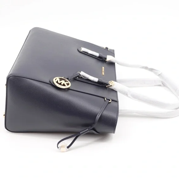 Michael Kors Voyager Leather Tote Shoulder Bag Admiral Blue Navy - Picture 9 of 16